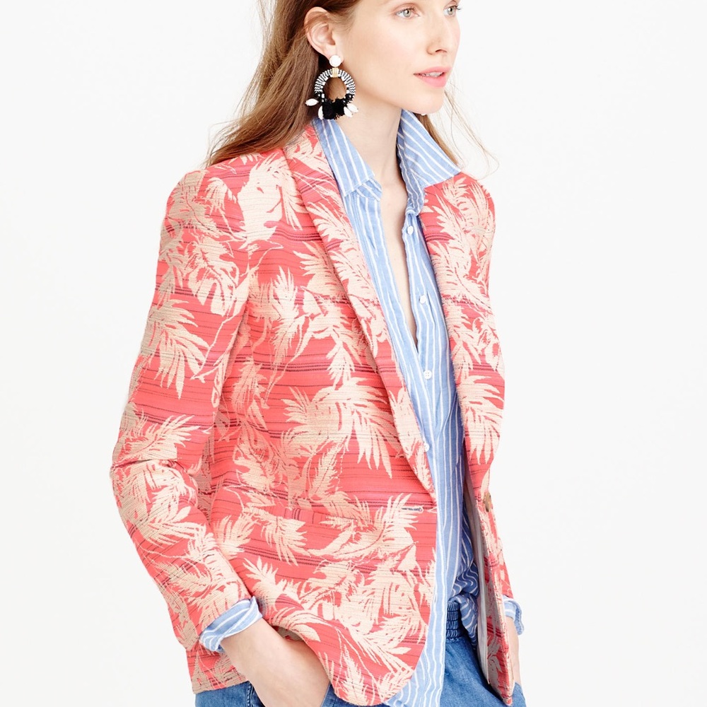 J. Crew Shawl-Collar Blazer in Tropical Pink